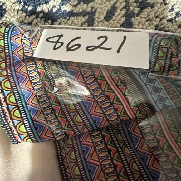 CYNTHIA ROWLEY Women Multi Print Chiffon Keyhole Tie at Neck Sleeveless Tunic L - Picture 7 of 7